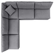 5-piece sunbrella® outdoor patio sectional modular sofa in gray by Modway additional picture 3