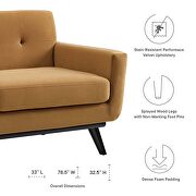 Performance velvet  upholstery loveseat in cognac by Modway additional picture 8