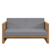 Teak wood outdoor patio loveseat in natural/ gray by Modway additional picture 7