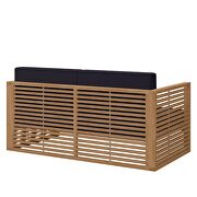 Teak wood outdoor patio loveseat in natural/ navy by Modway additional picture 5