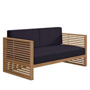 Teak wood outdoor patio loveseat in natural/ navy by Modway additional picture 6