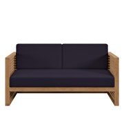 Teak wood outdoor patio loveseat in natural/ navy by Modway additional picture 7