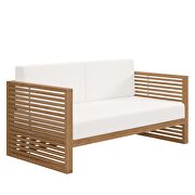 Teak wood outdoor patio loveseat in natural/ white by Modway additional picture 6