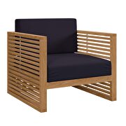 Teak wood outdoor patio armchair in natural/ navy by Modway additional picture 6