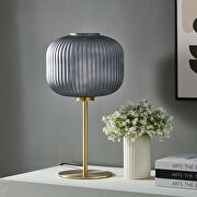 Black/ satin brass glass sphere glass and metal table lamp by Modway additional picture 7