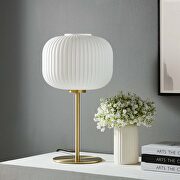 White/ satin brass glass sphere glass and metal table lamp by Modway additional picture 8