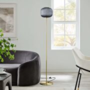 Black/ satin brass glass sphere glass and metal floor lamp by Modway additional picture 7