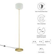 White/ satin brass glass sphere glass and metal floor lamp by Modway additional picture 6