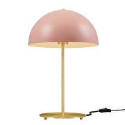 Pink/ satin brass metal table lamp by Modway additional picture 3