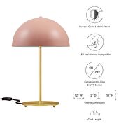 Pink/ satin brass metal table lamp by Modway additional picture 6