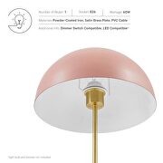 Pink/ satin brass metal table lamp by Modway additional picture 7
