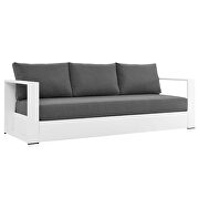 White/ charcoal finish outdoor patio powder-coated aluminum sofa additional photo 2 of 7