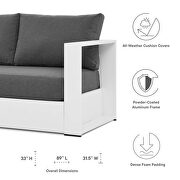 White/ charcoal finish outdoor patio powder-coated aluminum sofa by Modway additional picture 8