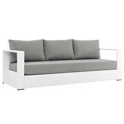 White/ gray finish outdoor patio powder-coated aluminum sofa by Modway additional picture 2