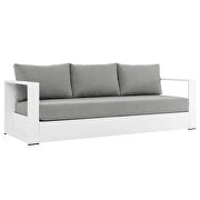 White/ gray finish outdoor patio powder-coated aluminum sofa additional photo 2 of 7