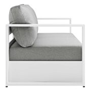 White/ gray finish outdoor patio powder-coated aluminum sofa additional photo 3 of 7