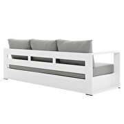 White/ gray finish outdoor patio powder-coated aluminum sofa by Modway additional picture 4