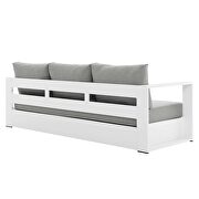 White/ gray finish outdoor patio powder-coated aluminum sofa additional photo 4 of 7