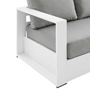 White/ gray finish outdoor patio powder-coated aluminum sofa additional photo 5 of 7