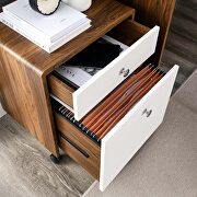Wood file rolling cabinet in walnut/ white by Modway additional picture 2