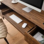Wall mount wood office desk in walnut by Modway additional picture 2