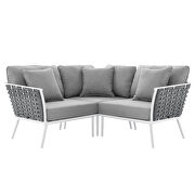 White/ gray finish outdoor patio aluminum small sectional sofa by Modway additional picture 2