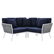 White/ navy finish outdoor patio aluminum small sectional sofa by Modway additional picture 2