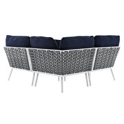 White/ navy finish outdoor patio aluminum small sectional sofa by Modway additional picture 11