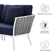 White/ navy finish outdoor patio aluminum small sectional sofa by Modway additional picture 12