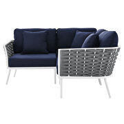 White/ navy finish outdoor patio aluminum small sectional sofa by Modway additional picture 3