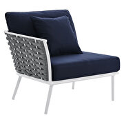 White/ navy finish outdoor patio aluminum small sectional sofa by Modway additional picture 4