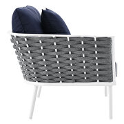 White/ navy finish outdoor patio aluminum small sectional sofa by Modway additional picture 5