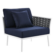 White/ navy finish outdoor patio aluminum small sectional sofa by Modway additional picture 6