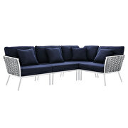 White/ navy finish outdoor patio aluminum large sectional sofa by Modway additional picture 2