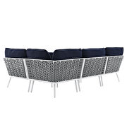 White/ navy finish outdoor patio aluminum large sectional sofa by Modway additional picture 12