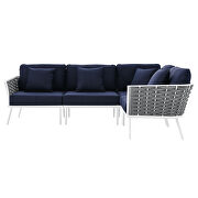 White/ navy finish outdoor patio aluminum large sectional sofa by Modway additional picture 3