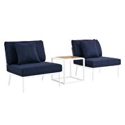 White/ navy finish 3-piece outdoor patio aluminum set by Modway additional picture 2