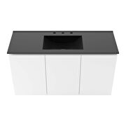 White finish wall-mount bathroom vanity w/ sink in black by Modway additional picture 4