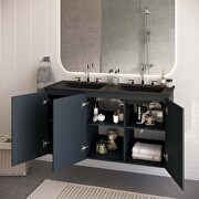 Gray finish wall-mount double sink in black bathroom vanity by Modway additional picture 2