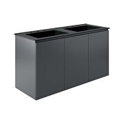 Gray finish wall-mount double sink in black bathroom vanity by Modway additional picture 7
