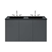 Gray finish wall-mount double sink in black bathroom vanity by Modway additional picture 8