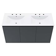 Gray finish wall-mount double sink in white bathroom vanity by Modway additional picture 5