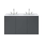 Gray finish wall-mount double sink in white bathroom vanity by Modway additional picture 8