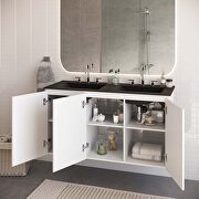 White finish wall-mount double sink in black bathroom vanity by Modway additional picture 2