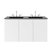 White finish wall-mount double sink in black bathroom vanity by Modway additional picture 6