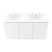 White finish wall-mount double sink in white bathroom vanity by Modway additional picture 4
