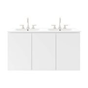 White finish wall-mount double sink in white bathroom vanity by Modway additional picture 6
