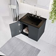 Gray finish 24 bathroom vanity w/ black sink ceramic basin by Modway additional picture 4