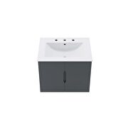Gray finish 24 bathroom vanity w/ white sink ceramic basin by Modway additional picture 6