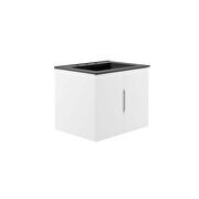 White finish 24 bathroom vanity w/ black sink ceramic basin by Modway additional picture 2